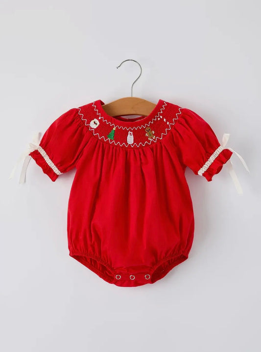 Christmas Gingerbread Embroidery Romper