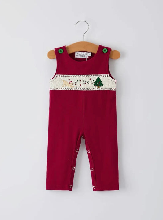 Christmas Tree Dog Boys Romper