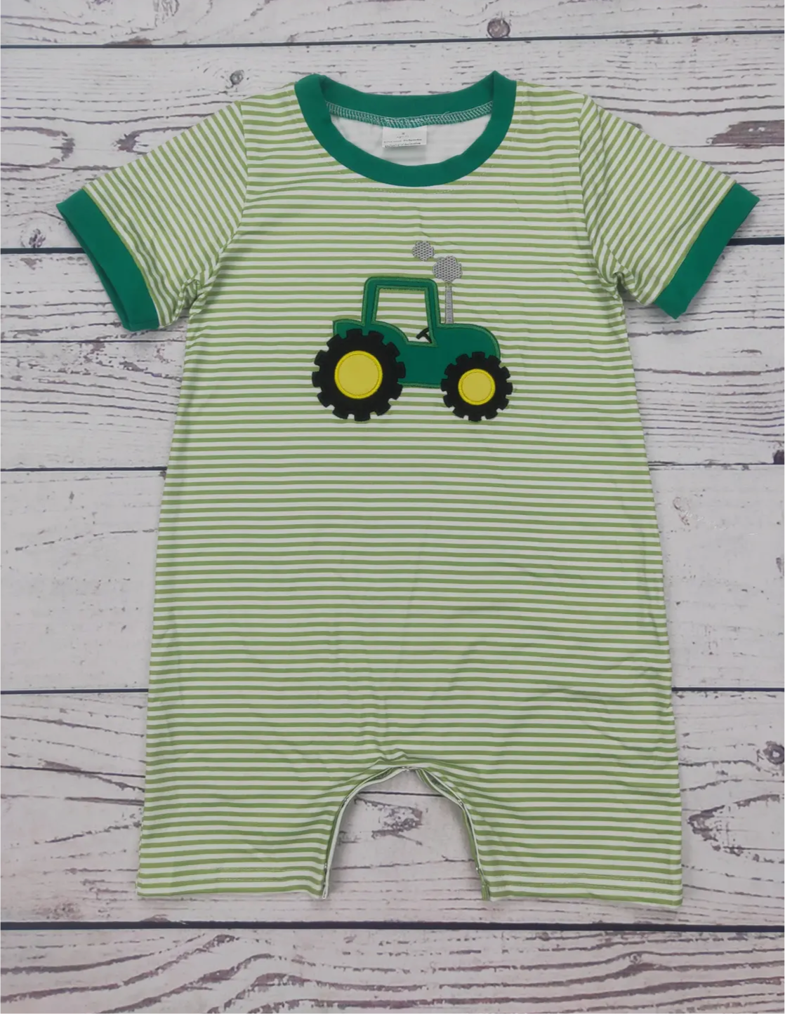 Green Tractor Romper