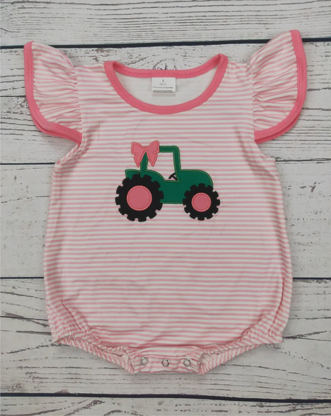 Pink Tractor Romper