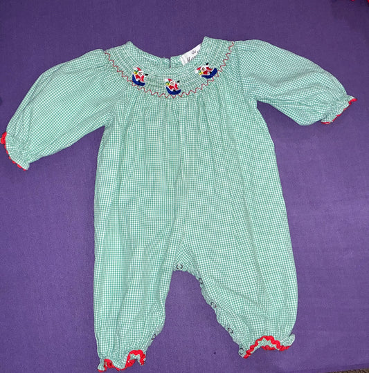 Marie Nicole Santa Smocked Romper