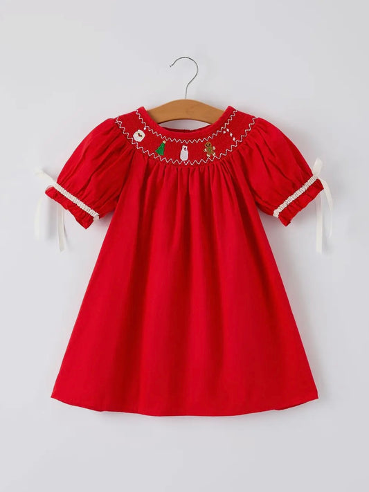 Christmas Gingerbread Smocked Dress