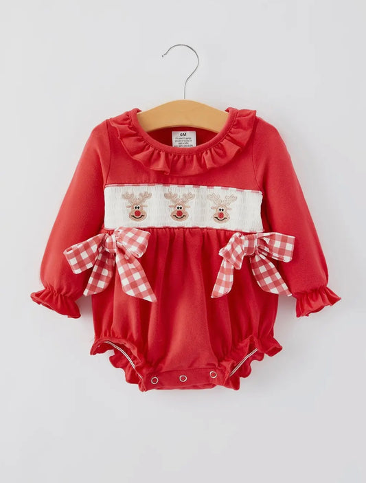 Christmas Reindeer Red Romper
