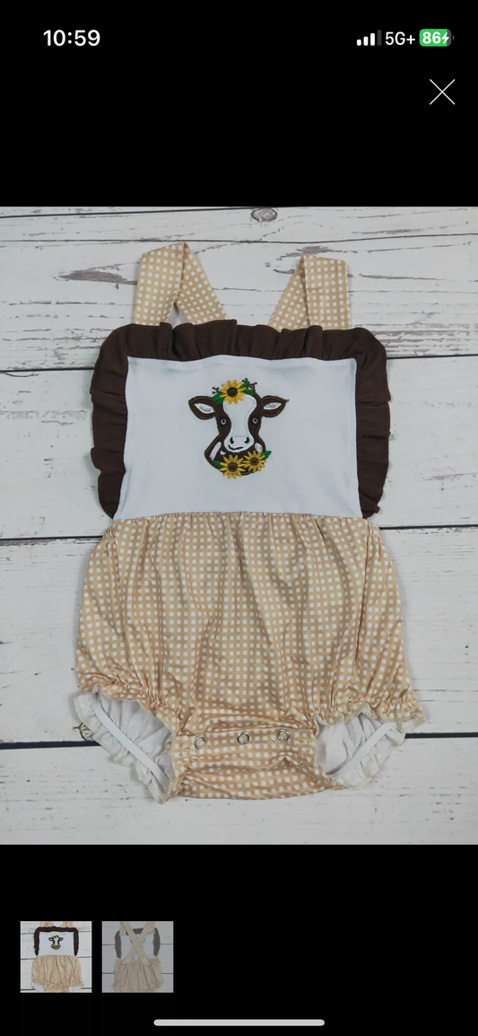 Cow Sunflower Romper